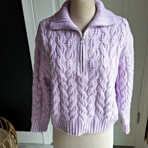 NEW! COZY Comfy LAVENDER Zip SWEATER SZ XL - Picture 5 of 5
